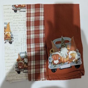 Autumn Hill Cotton Gnome Kitchen Towel Set. Three Piece